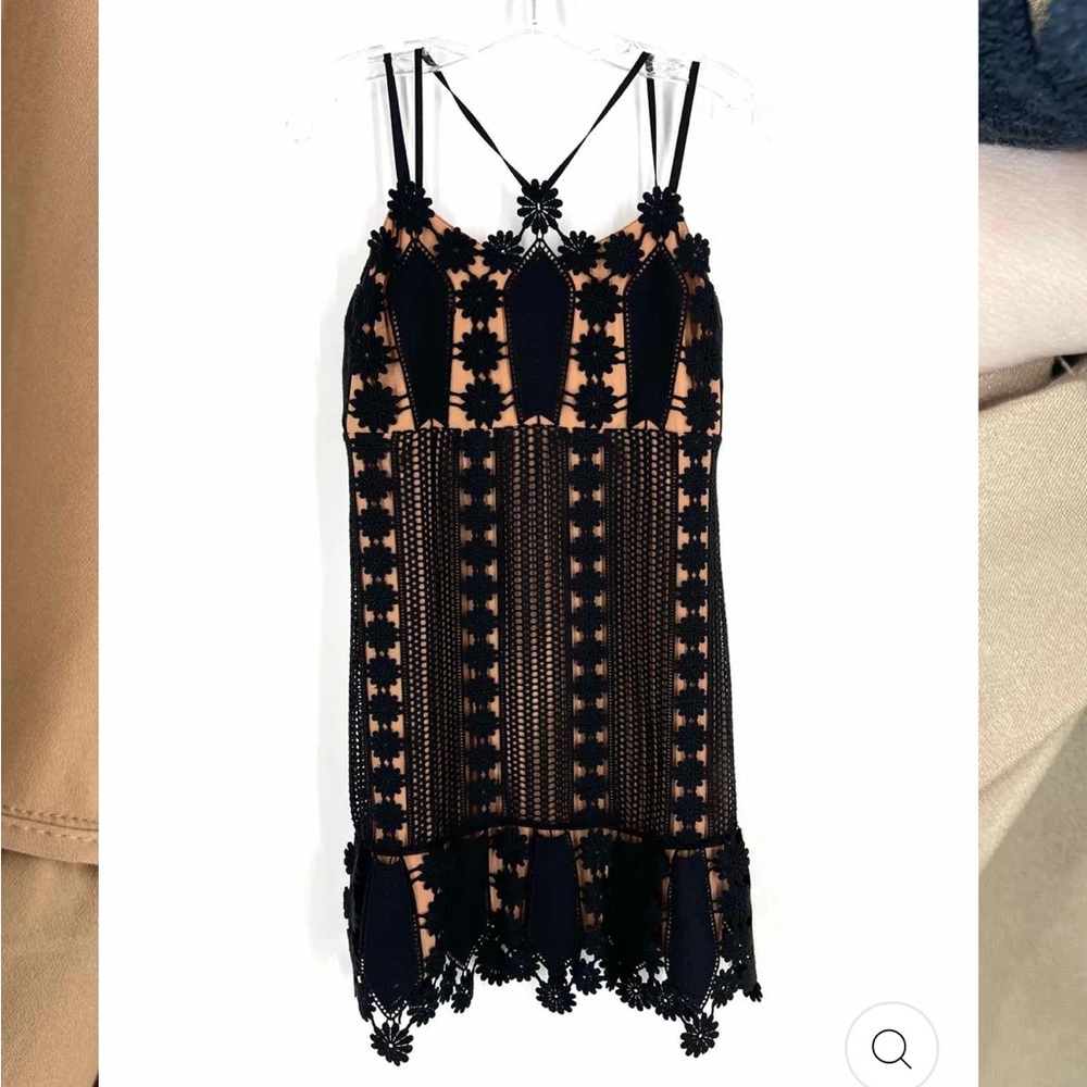 Self-Portrait Black and Tan Lace Dress